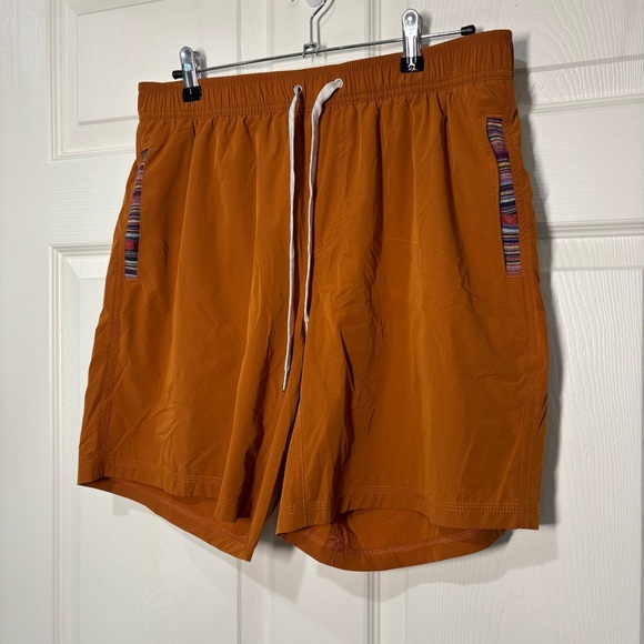 Wowie Nomad Shorts Men Large Burnt Orange Aztec Trim Drawstring Chino Outdoor 7” - Picture 4 of 11